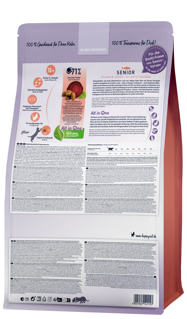 HAPPY CAT Katzen-Trockenfutter Senior Atlantik-Lachs